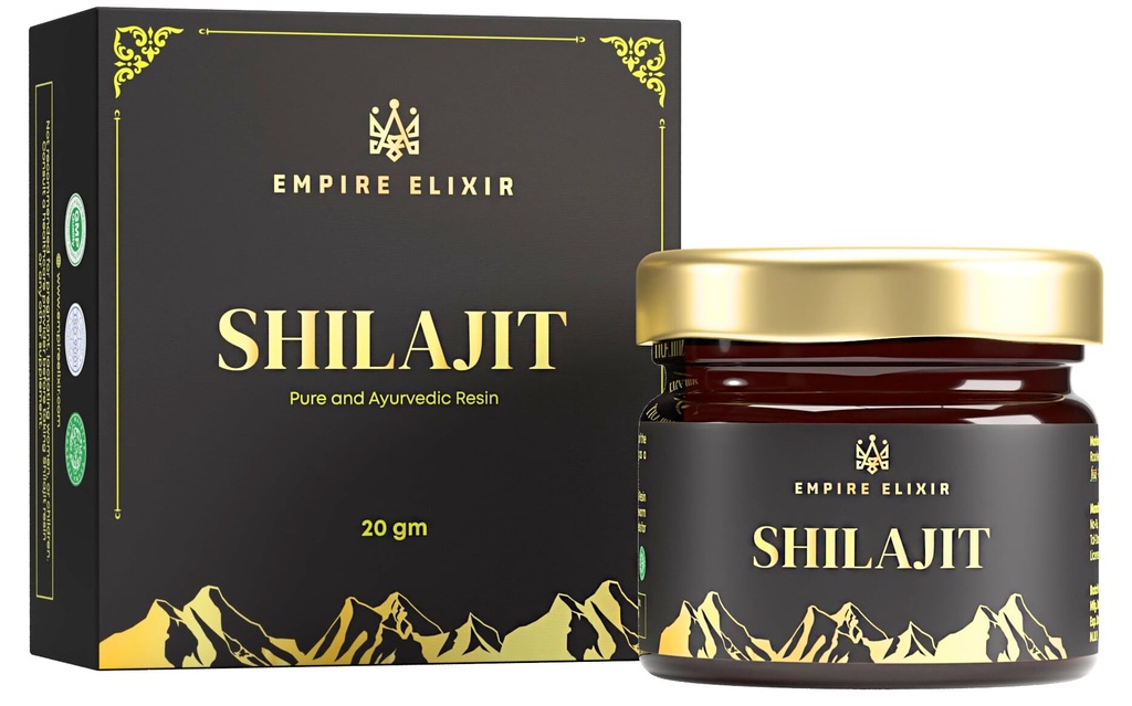 Shilajit Resin ren Himalayan 20g Jar - av Empire Elixir høy potens gullklasse for menn og kvinner | Naturlig Mineral Supplement | Energiforbedring og immunstøtte, 75% Fulvsyre