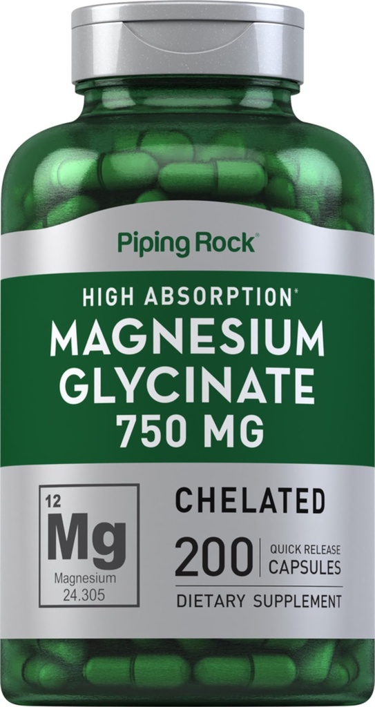 Reparasjon Rock Magnesium Glycinate Kapsler | 750mg | 200 piller | Chelatert Supplement | Høy absorpsjon | Ikke-GMO og Glutenfri