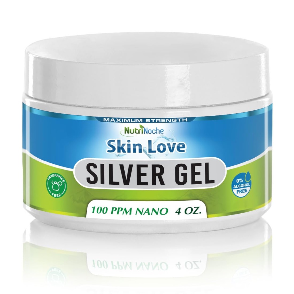 Nutrinoche Nano Silver Gel - Avansert kolloidalt sølv hudkrem - sår Care & First Aid Gel Soothing Topical Ointment For Burns, Razor Burn og Sunburn Irritations - Uscented 4 Oz Jar