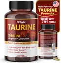 Taurin med kreatin, L-arginin, L-Citrullin høy absorpsjon med svart pepper nitric oksid booster, muskel USA laget og testet (150 greve av 1))
