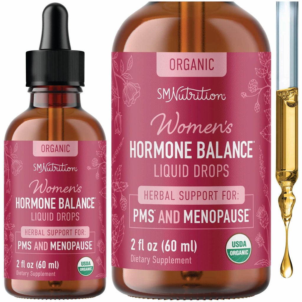 Hormon Balance flytende drops | med svart cohosh, Stinging Nettle, rød bringebær leaf, chasteberry & mer | Menopause, Hot Flash, & PMS Relief Menstruell Herbal støtte Tinktur | Vegan formel | 2oz