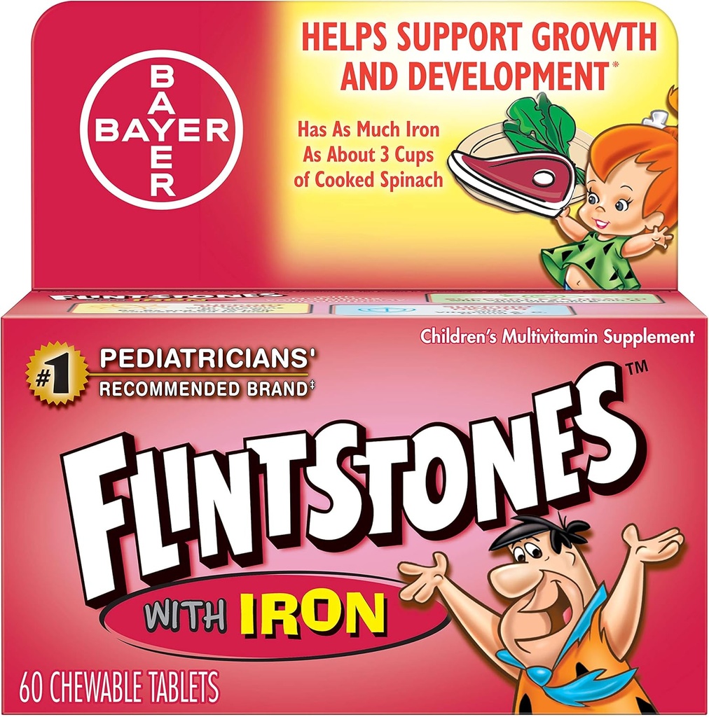 Flintstones Multivitamin Plus Iron Chewable Tabletter, 60-talls (pakke med 3)