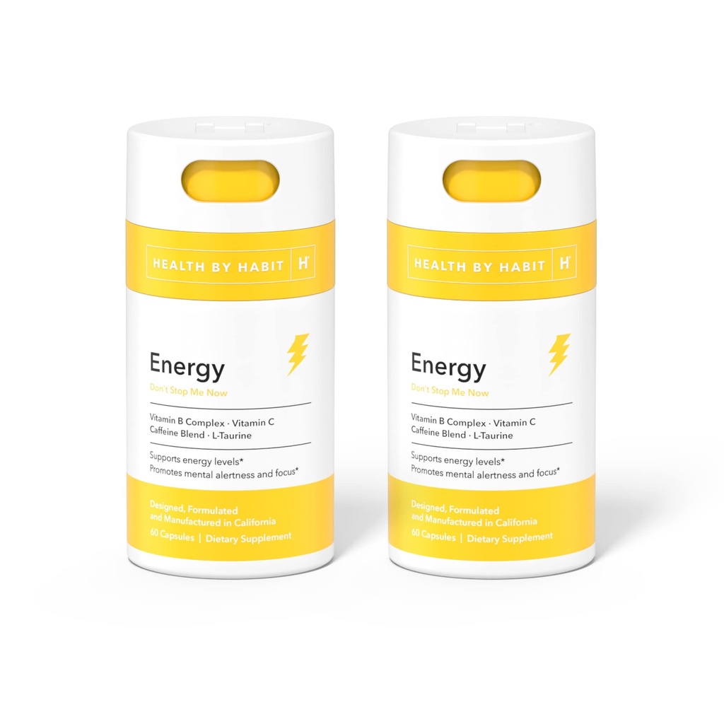 Helse ved Habit Energy Supplement 2 Pack (120 Kapsler) - Naturlig kaffeblanding, vitaminer B & C, støtter energinivå, fremmer mental varsling og fokus, vegansk, ikke-GMO, sukkerfri (2 Pack)