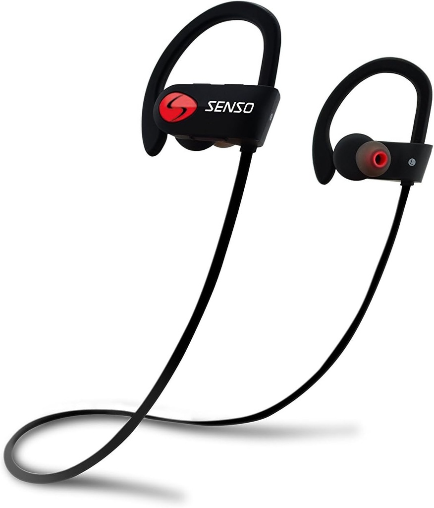 Senso Bluetooth-hodetelefoner, Best trådløse idretter ørepropper w/Mic IPX7 Vanntett HD Stereo Sweatproof øretelefoner for Gym løper treningsstøy som kansellerer øretelefoner ørepropper støy canceling hodesett