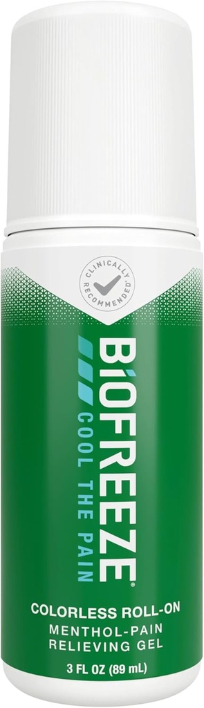 Biofreeze Roll på smertelindring for kne, nakke, hip, ledd, skulder, & enkel ryggsmerte, ledsmerter lempelse, kjøling Sore Muscle Relief, FSA kvalifisert, Menthol Gel 3 Fl Oz