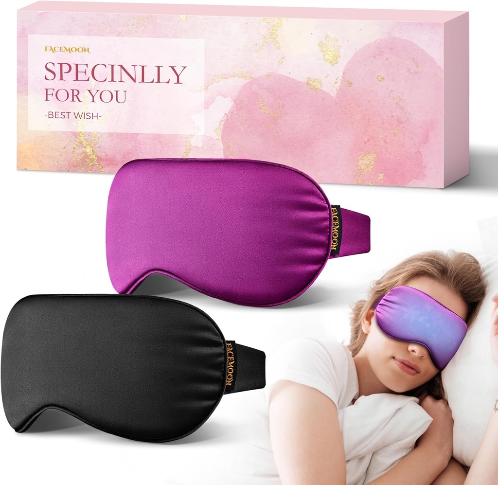 2PCS Cold Eye Mask: Kjøle øyemaske for Puffy Øye, hodepine, Migraines Relief - Kold Kompressor for mørke sirkler, trette øyne, etter kirurgi - Reusable Gel Ice Pack, Vektet søvnmaske(svart, purple)