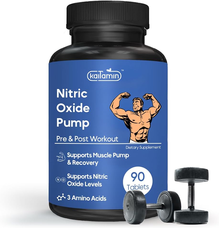 Nitric Oxid Supplement Pre Trening Supplement for menn | Muskelvekst | Arginine Glutamin & Ornithine - 90 Vegan, ikke-GMO piller støtte mannlig helse