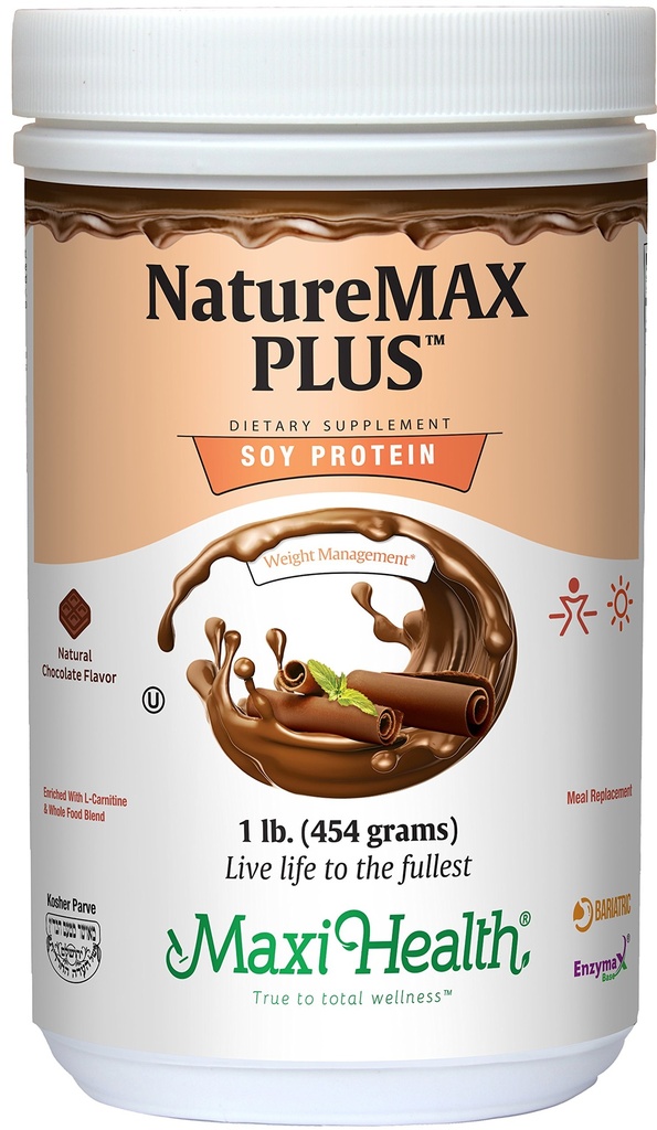 Maxi-Health NatureMAX Plus Energistøtte Drikke Soya Protein pulver - Sukker gratis kosttilskudd - 20g Protein Per Serving - Naturlig sjokolade Flavor - Kosher Vitamin - 1lb