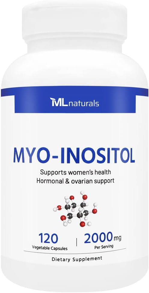 ML Naturals Myo-Inositol 2000 mg 120 grønnsaker kapsler, NSF-sertifisert og cGMP-kompliant
