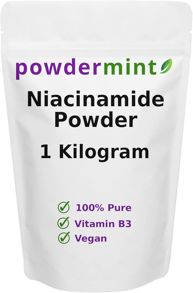 Niacinamidpulver (Vitamin B3) 100% ren niacin pulver 500 mg flushfrit kosttilskudd (1 Kilogram)