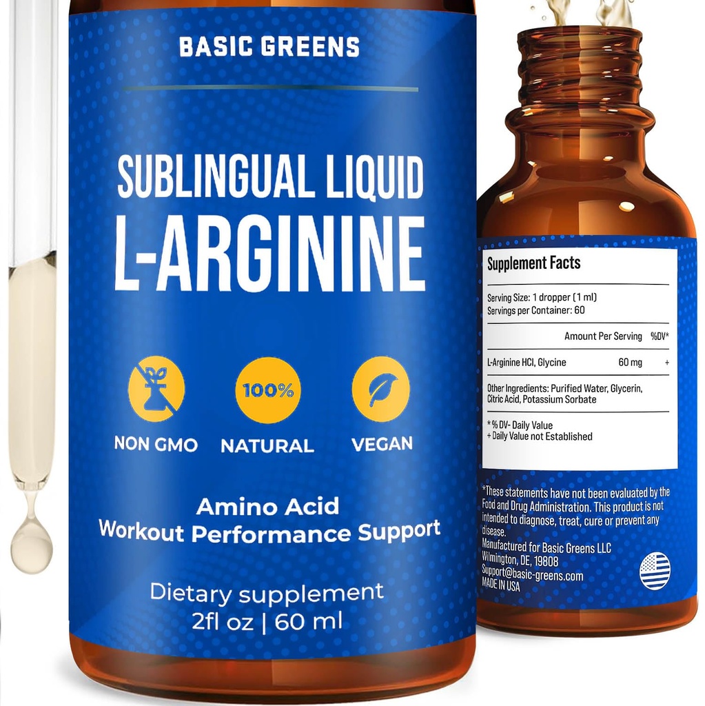 L Arginin væske - L-arginin Supplement for menn og kvinner med nitric oksid precursor, L Arginin Supplement