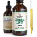 Colloidal Silver Liquid 20 PPM - 4 Fl OZ (Plata Coloidal med Dropper) 99,9% Pure, Glutenfri, Ikke-GMO ved Dobbel Tre Supplements