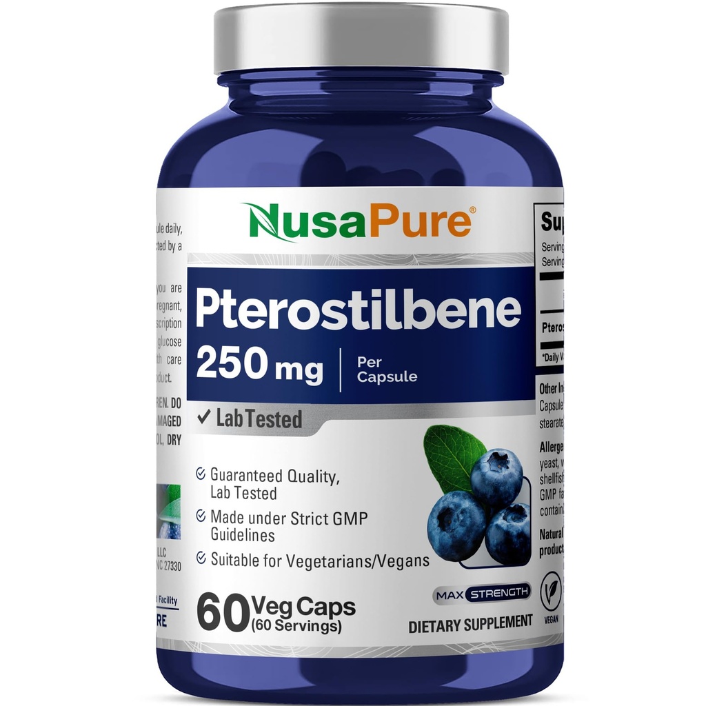 NusaPure Pterostilbene 250 mg per veggie Caps, 60 greve (Non-GMO, Vegan)