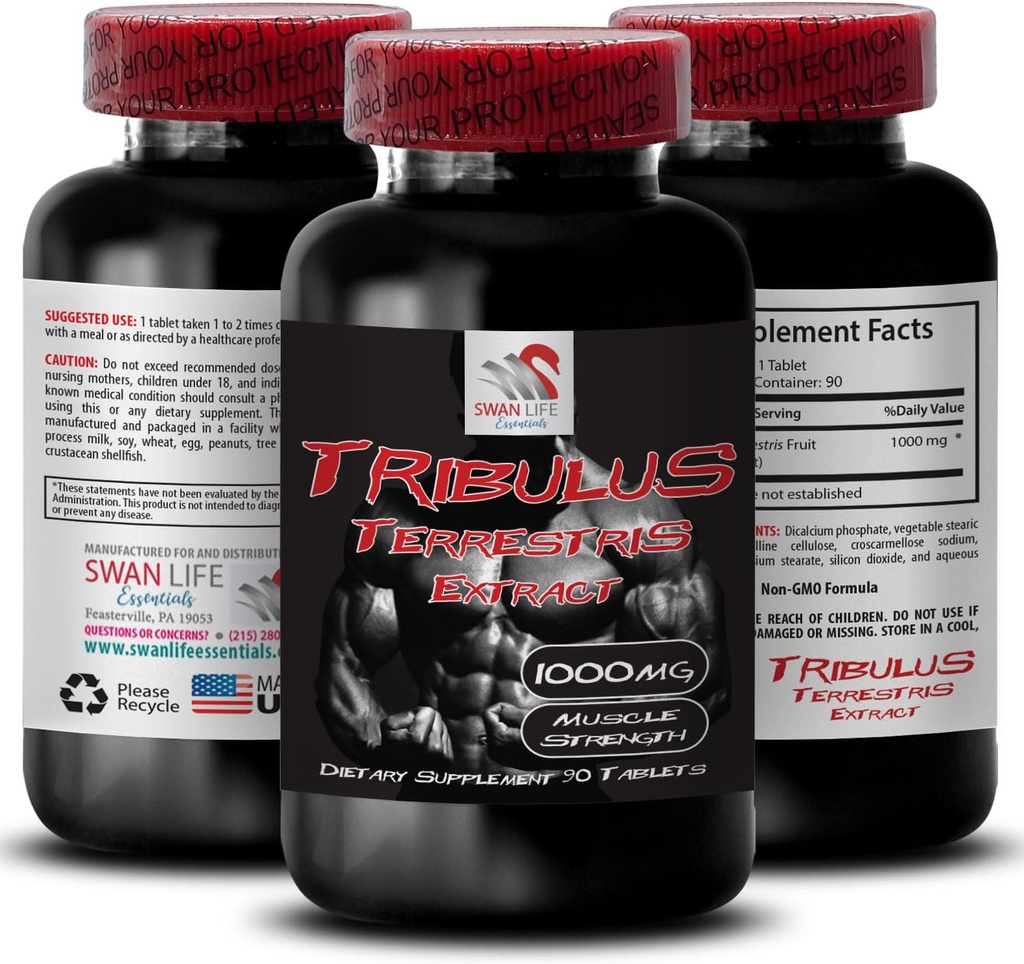 Naturlig Stamina Boost - TRIBULUS TERRESTRIS Extract - Styrke og aktivitetsstøtte, Energioptimeringsformula, Plantebasert kraft, Kroppsytelsesblanding, aktiv gjenoppretting, Energiflow 1Bot 90Tabs