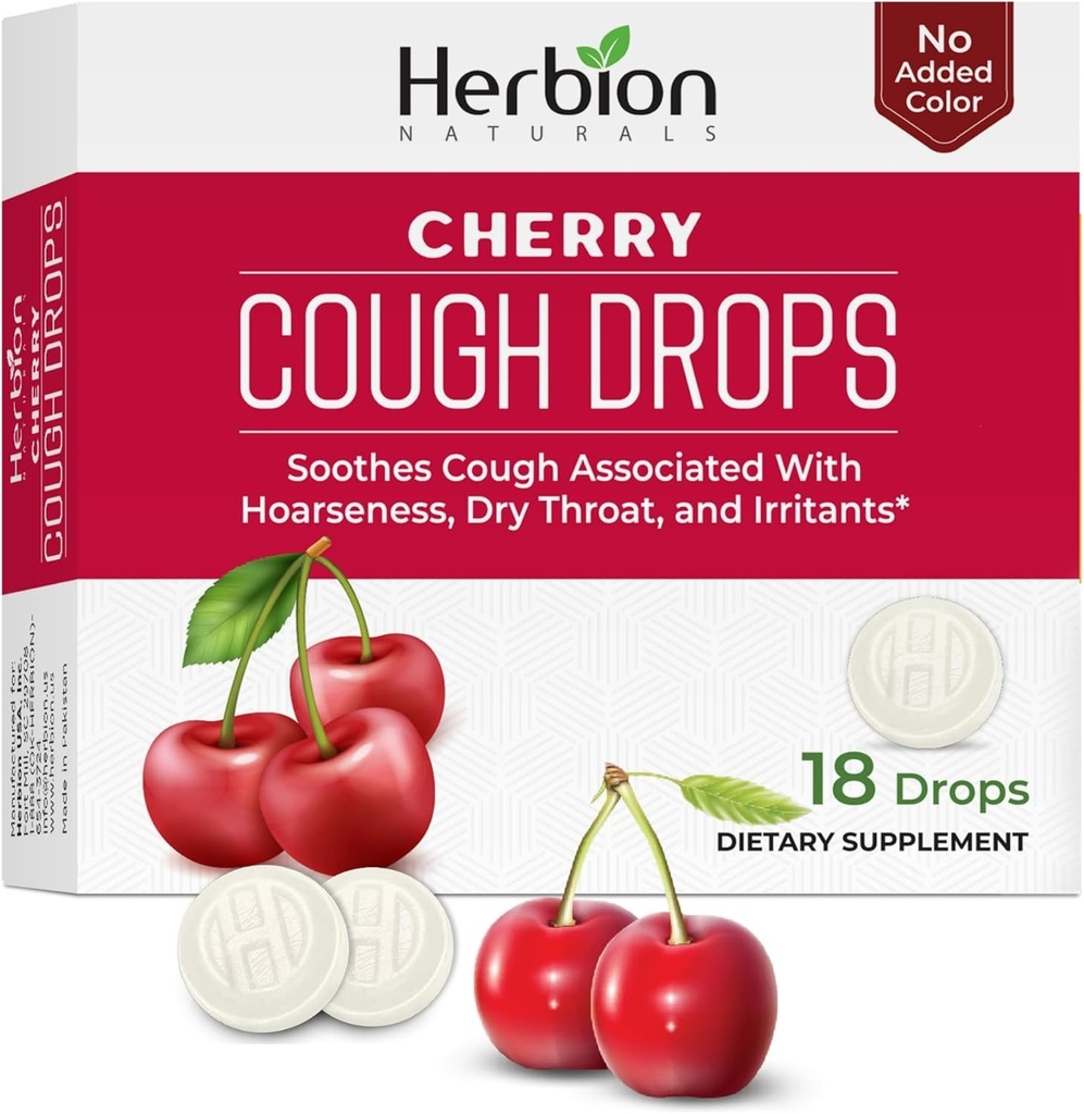 HERBION Naturals Cough drops, Dietary Supplement, Soothes Cough, for voksne og barn over 6 år, ingen kunstig flavor, Ingen tilsatt farge (18 count)