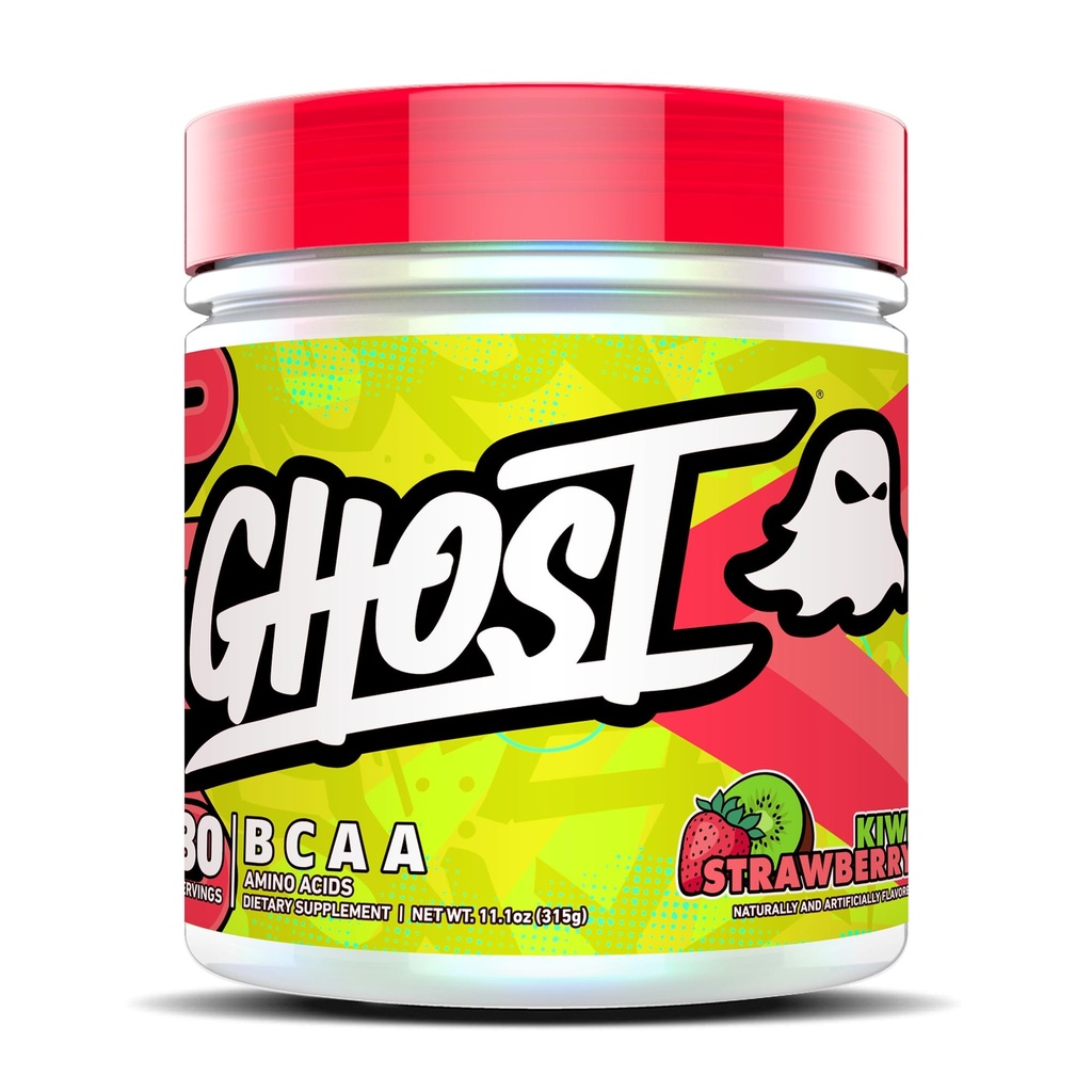 GHOST BCAA Powder Aminosyrer Supplement, Kiwi Strawberry - 30 serveringer - Sukkerfri Intra, Post & Pre Trening Amino pulver & Recovery Drink, 7G BCAA