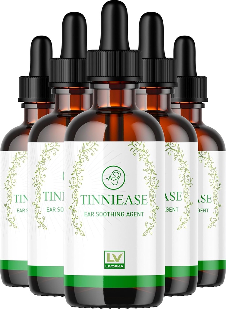 LIVORKA (5 pakke) Tinniease Drops, Tinniease Drops for hørselsstøtte, Tinni Ease Drops, Tinniease øredråper, 5 flasker i 150 dager