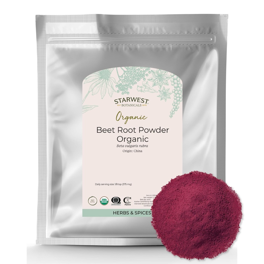 Starwest Botanicals Organic Beet Root pulver for menn og kvinner - Bruk for juice, Smoothies, & te, Naturlig energi støtte, Ground Beet Root, Certified Kosher, Non-GMO - Bulk 2 lb Bag
