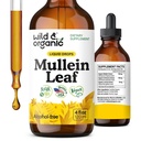 Wild & Organic Mullein Tinktur - Lung Cleanse og Detox - Flytende Mullein Leaf Ekstrakt for Lungs med Echinacea - Verbascum Thapsus Drops - Vegan, Sukker & alkohol-fri supplement - 4 fl oz