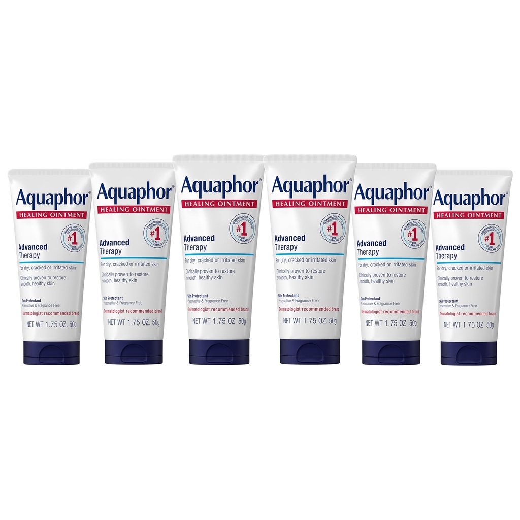 Aquaphor Healing Ointment, Advanced terapi Healing Ointment for tørr hud, hudbeskyttende for tørr cracked hud - 1,75 oz. Tube (Pack of 6)