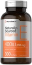 Horbäach Vitamin E Softgel Kapsler | 400 iu | 268 mg | 300 greve | Ikke-GMO og glutenfri naturlig-kildet formel | D-Alpha Tokopherol