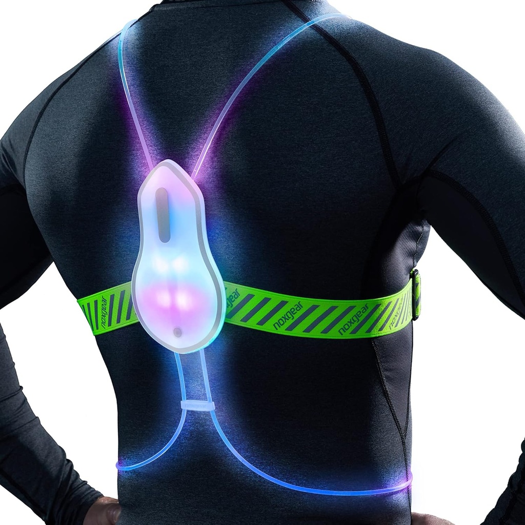 noxgear Tracer2 Flerfarget lys opp og reflekterende kjøre Vest | Oppladbare, ultrabright løpelys for løpere