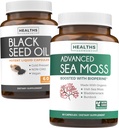 Svart Seed Olje & Irsk hav Moss (1-måneders forsyning) - Velvære Duo Bundle av svart frøolje (60 kapsler) Kaldpresset Nigella Sativa & Irsk sjø Moss (60 kapsler) med Bioperine og Bladderwrack