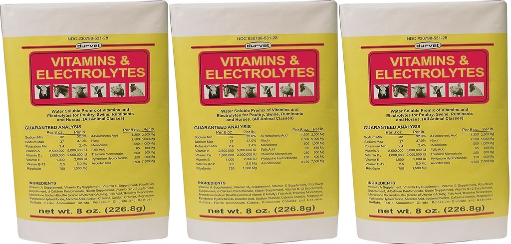 (3 Pakke) DURVET 136028 vitaminer og elektrolyter, 8 oz3