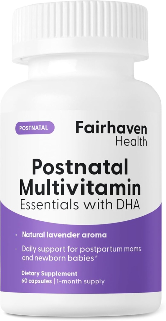 Fairhaven Helse Postnatal Multivitamin Essentials | Vegansk Daglig Multivitamin for Postpartum Kvinner | Brystmating Mor og Babyutvikling Support | Gluten, Dairy, Soya Gratis | Ikke-GMO | 60 Kapsler