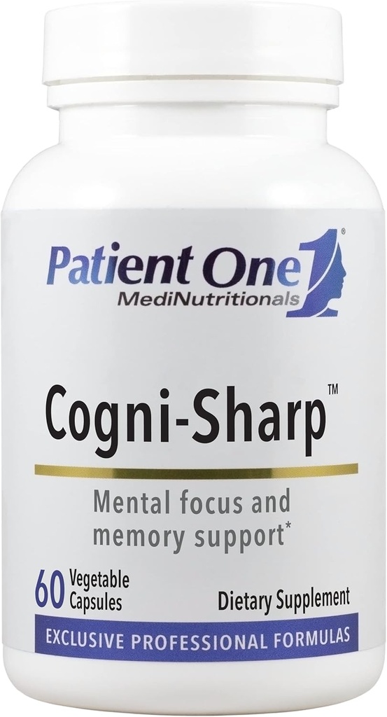 Pasienten en Cogni-Sharp | Supplement til støtte kognisjon, fokus og mental klarhet * | med Gingko, Lion's Mane, Bacopa og mer | 60 kapsler