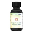 Mage Saver fra Dr. Clark Store, inneholder Lugols jodin 2% Granular Iodine - 1 fl. Oz med en Dropper og Cone Cap for å reise