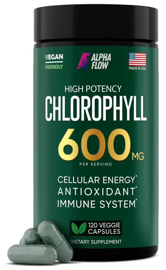 Klorofyllkapsler 600 mg - naturlige klorofyll piller for kvinner og menn - høy biotilgjengelig klorofyll Supplement for energi, immunisme, hud + intern deodorant