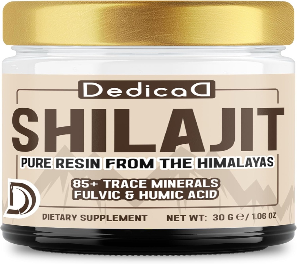 Shilajit ren Himalayan Organic Resin 30gram - Shilajit Supplement inneholder naturlig fulvic, Humic Acid og 85 andre - 60 serveringer for kroppsbalanse, hjerte, immun helse