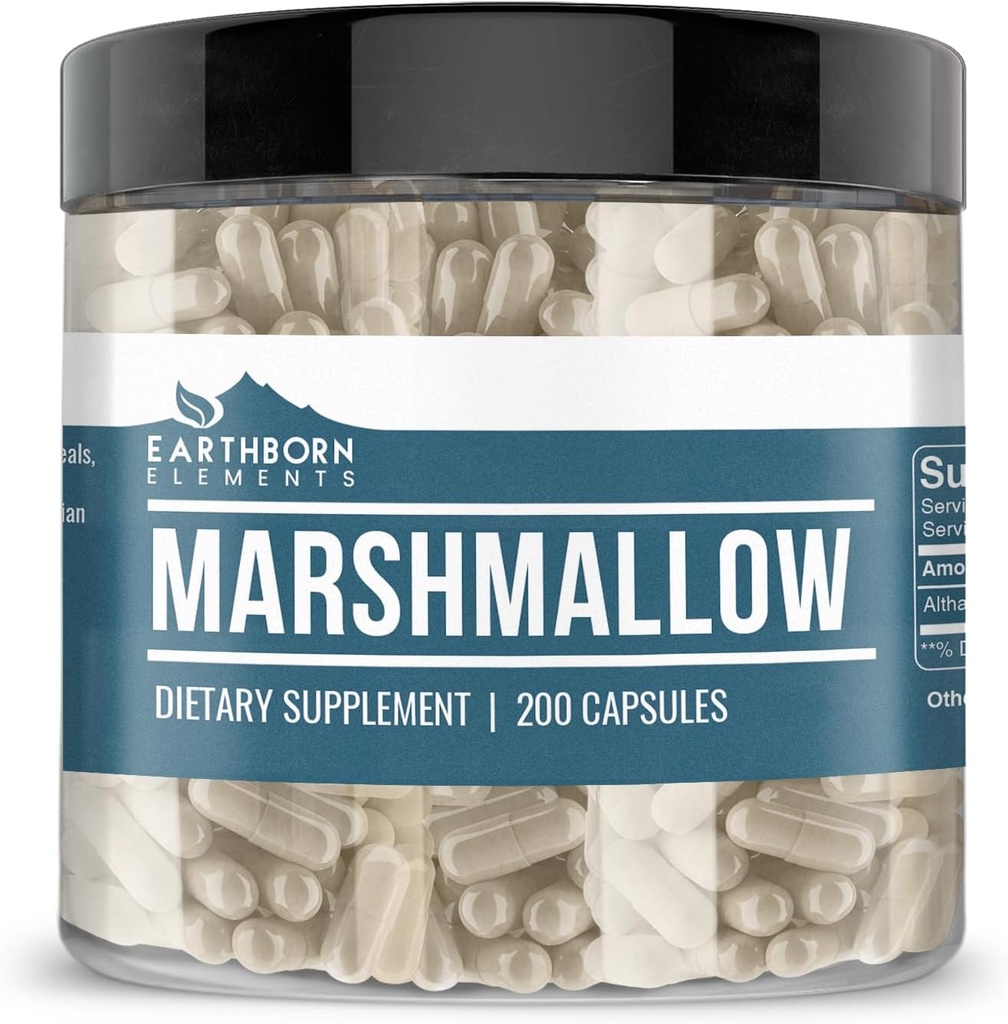 Jordbårne elementer Marshmallow Root 200 kapsler, ren og ufortynnet, ingen tilsetningsmidler
