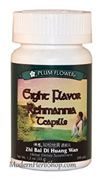 Åtte Flavor Rehmannia (Zhi Bai Di Huang Wan), 200 ct, Plum Blomst