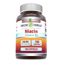 Amazing Formler Niacin Supplement ® 500 Mg Per Servering ® 180 Kapsler ® Ikke-GMO | Glutenfri | laget i USA