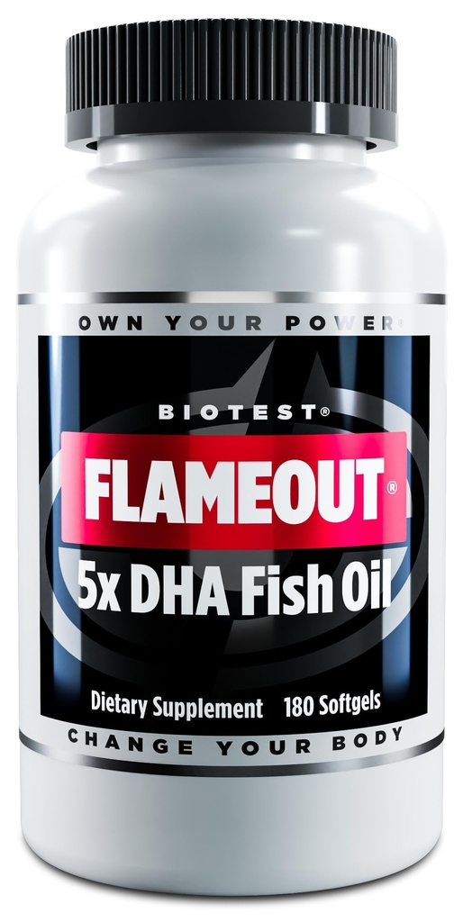 Biotest Flameout 5X DHA Fiskeolje, 60 serveringer - 4200mg Omega-3-180 Softgels