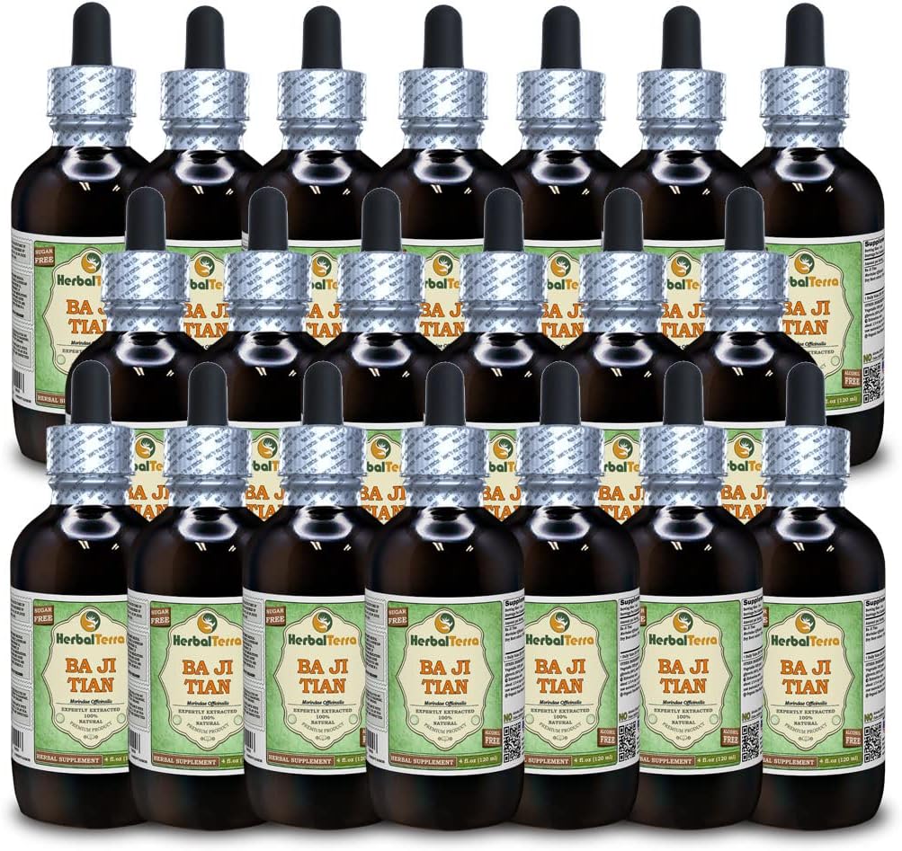 Ba Ji Tian, Morinda (Morindae Officinalis) Glyceritt, tørket rot alkohol-fri flytende ekstrakt (merkenavn: HerbalTerra, stolt laget i USA) 20x4 fl.oz (20x120 ml)