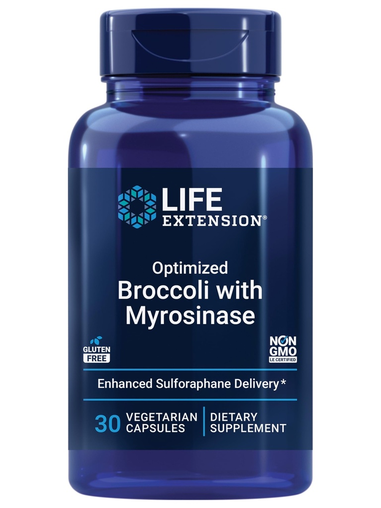 Livsforlengelse Optimert Broccoli med Myrosinase, Liver og Detox Supplement, Avansert biotilgjengelig, En gang daglig, Ikke-GMO, Vegetarisk, Glutenfri, 30 kapsler