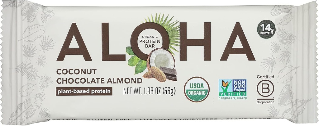 Aloha Coconut sjokolade Almond Protein Bar, Plant Basert, Ikke GMO, 1.98 Ounces (pakke av 12)