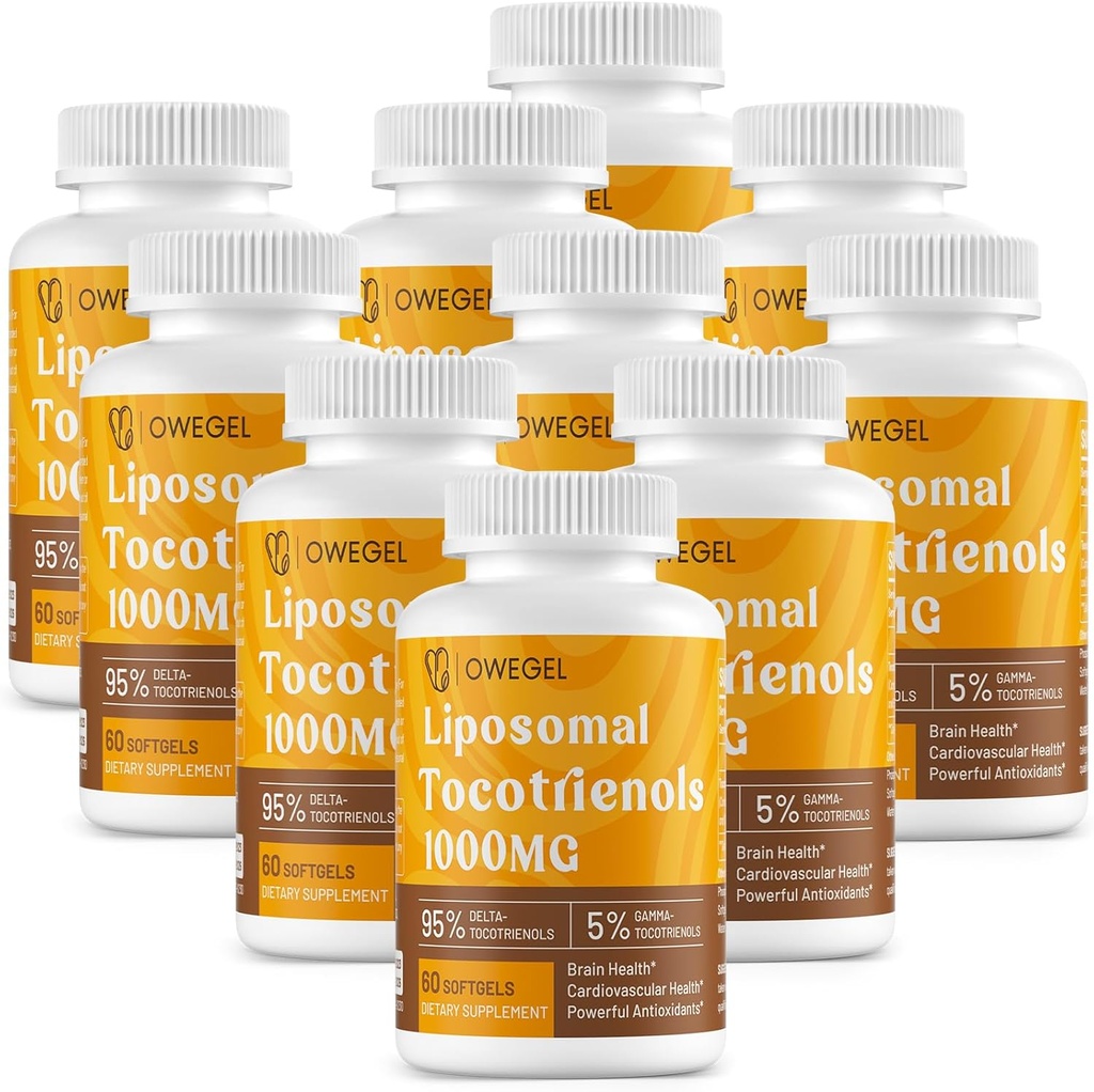 Liposomal Tocotrienols 1000mg - høy biotilgjengelighet Vitamin E Tocotrienols Supplements,95% Delta & 5% Gamma Tocotrienol Kapsler Støtte huden,Bone,Antioxidant,600 Softgels