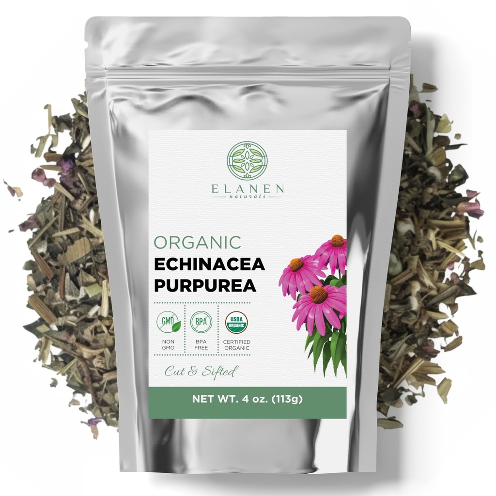 Organisk Echinacea Purpurea 4 oz. (113g), USDA Certified Tørket Echinacea Te, Premium kvalitet urt, lilla konblomst, Cut & Sifted