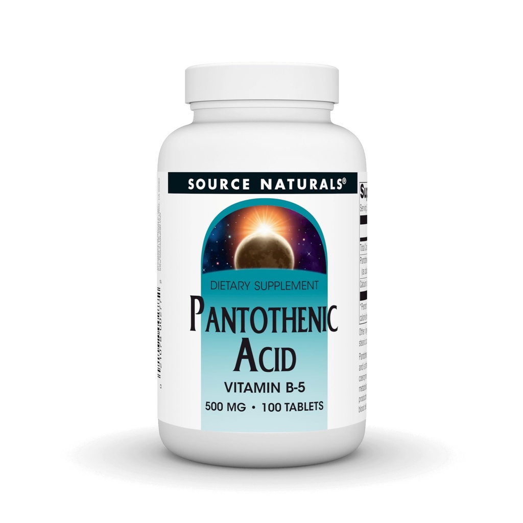 Kilde Naturals Pantotensyre 500 mg vitamin B-5 Diett Supplement - 100 tabletter