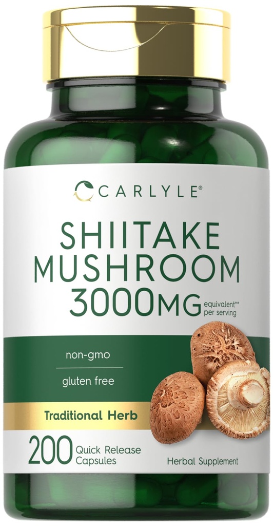 Carlyle Shiitake Mushroom Extract | 3000mg | 200 kapsler ikke-GMO, Glutenfri