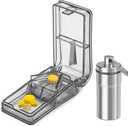JohnBee Pill Cutter Best Pill Cutter for små eller store piller | Designet i USA | Cuts vitaminer | Piller Splitter med Shield | Inkluderer Keychain Pill Holder (Gray)