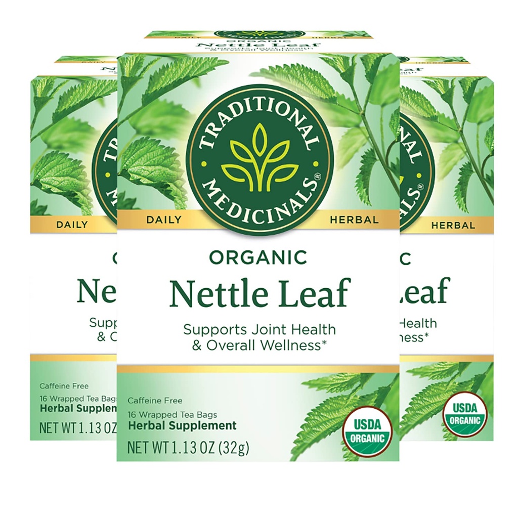 Tradisjonelle medisiner Organic Nettle Leaf Herbal Te, støtter felles helse og total velvære, (pakke på 3) - 48 teposer totalt