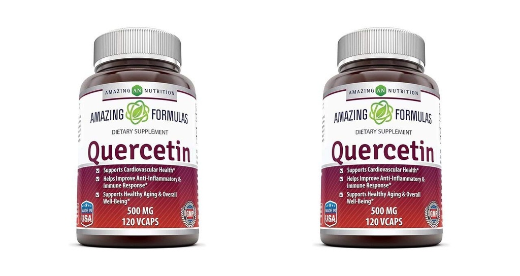 Amazing Formler Quercetin 500 Mg, 120 VCaps - Diett Supplement, Vegansk Kapsler, Ikke-GMO, Glutenfri - Optimal med en balansert diett og regelmessig øvelse