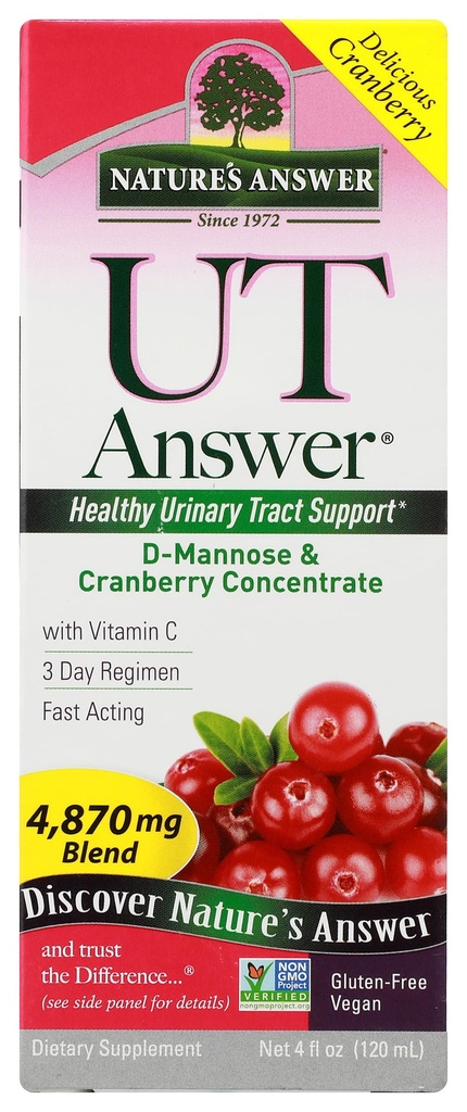 Naturens svar UT Svar ® Urin Tract System Support ® Cranberry Flavor Diett Supplement ® Alkoholfri, Glutenfri, ikke testet på dyr & Vegan 4oz