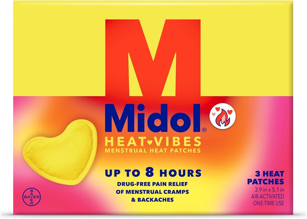 Midol Heat Vibes Menstruell smerte lindring lapper, for perioden Cramp og ryggsmerter lindring, pakke med 3