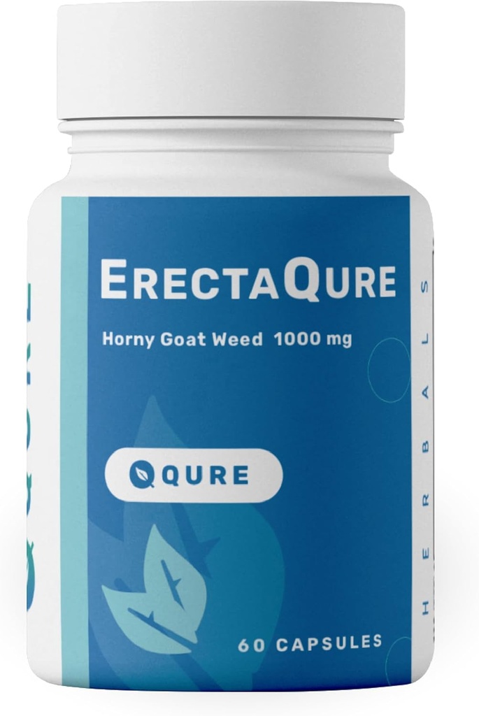 ErectaQure Horny Goat Weed for menn - Mann Enhancement Supplement for økt mannlig kjøre - Tongkat Ali, Ginseng Root & Superoxid Anions - 60 kapsler Glutenfri